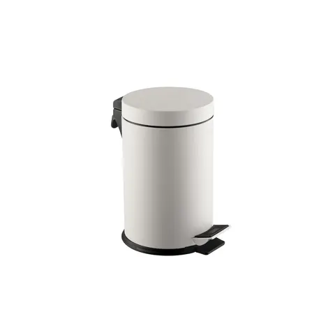 Coș de gunoi Dayco, cu pedală, metal, ø18 x 29 cm, 5 L, alb