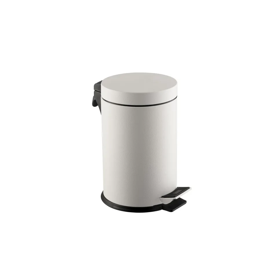 Coș de gunoi Dayco, cu pedală, metal, ø22 x 36 cm, 12 L, alb