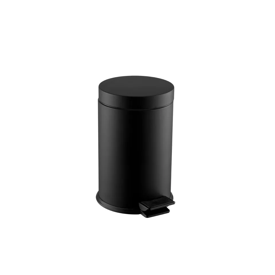 Coș de gunoi Dayco, cu pedală, metal, ø18 x 29 cm, 5 L, negru