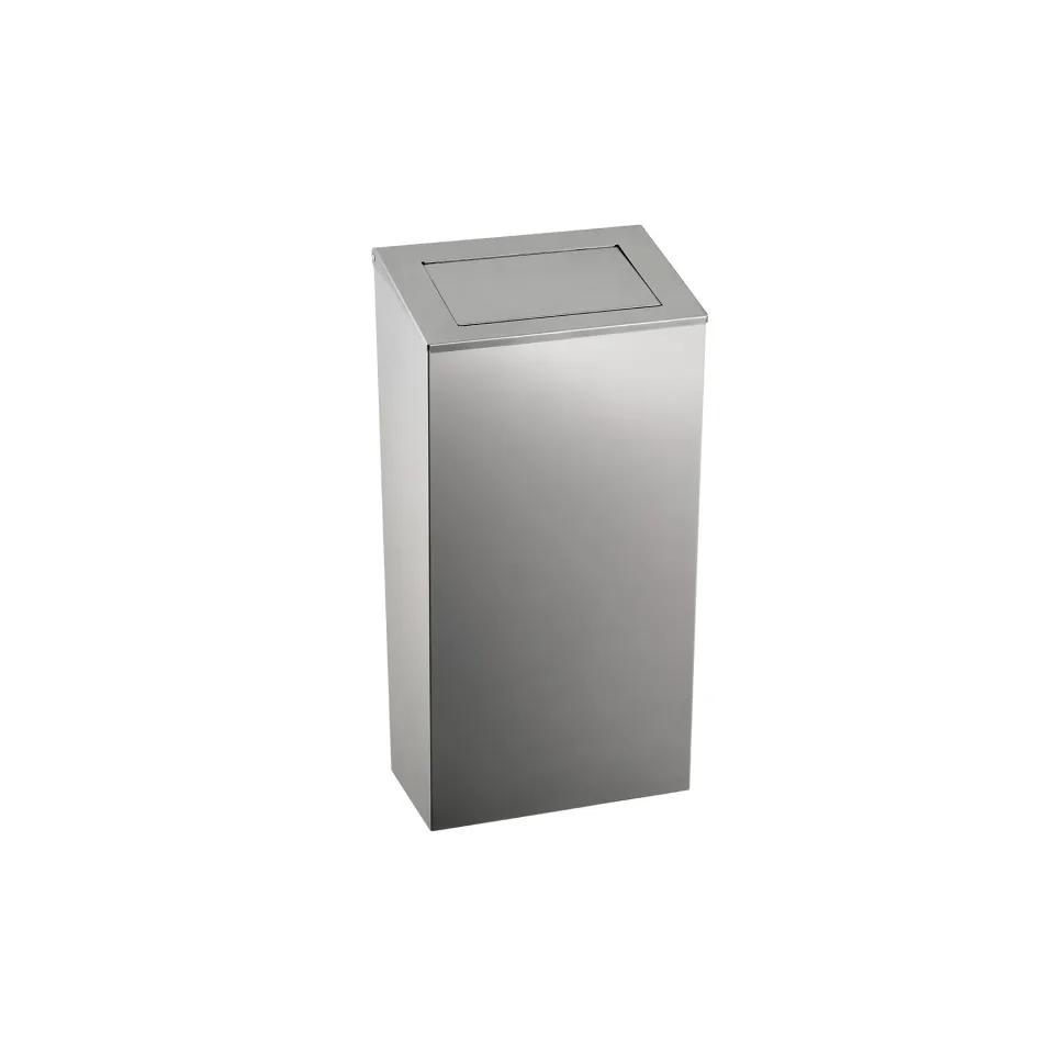 Coș de gunoi Dayco, cu capac cu buton, metal, 21.5 x 30 x 40 cm, 25 L, oțel inoxidabil