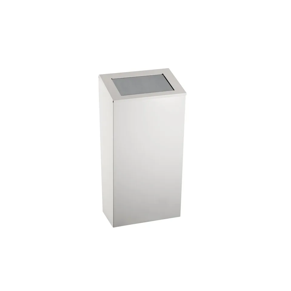Coș de gunoi Dayco, cu capac presabil, metalic, 21.5 x 30 x 40 cm, 25 L, alb