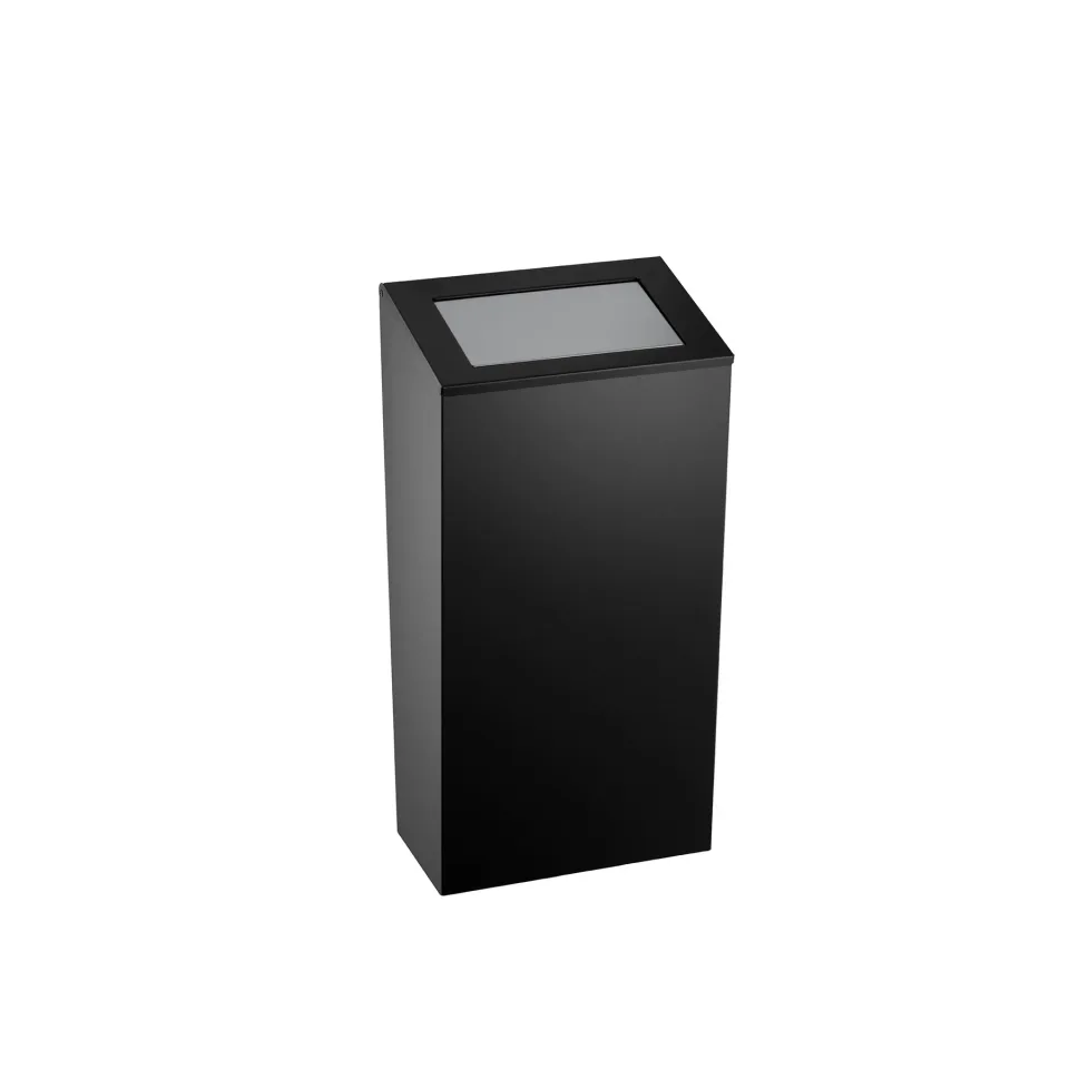 Coș de gunoi Dayco, cu capac presabil, metalic, 21.5 x 30 x 40 cm, 25 L, negru