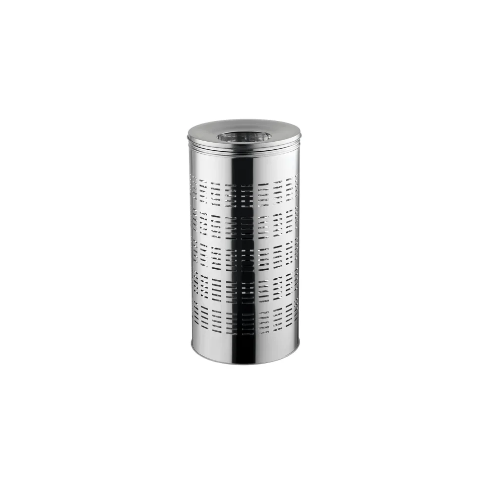 Coș de gunoi Dayco, perforat, cu scrumieră, ø30 x 65 cm, 35 L, inox