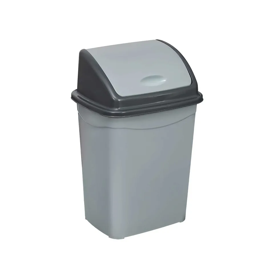Coș de gunoi Planet, cu capac oscilant, 26 L, gri-negru