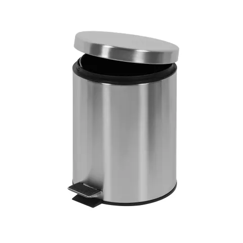Coș de gunoi Office 1, cu pedală, metal, 20,5 x 20,5 x 27,5 cm, 5 L, inox