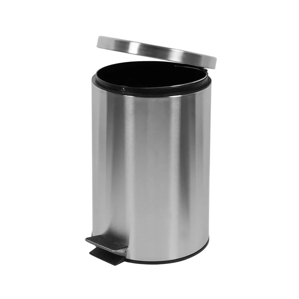 Coș de gunoi Office 1, cu pedală, metal, 25.2 x 25.2 x 39.3 cm, 12 L, oțel inoxidabil
