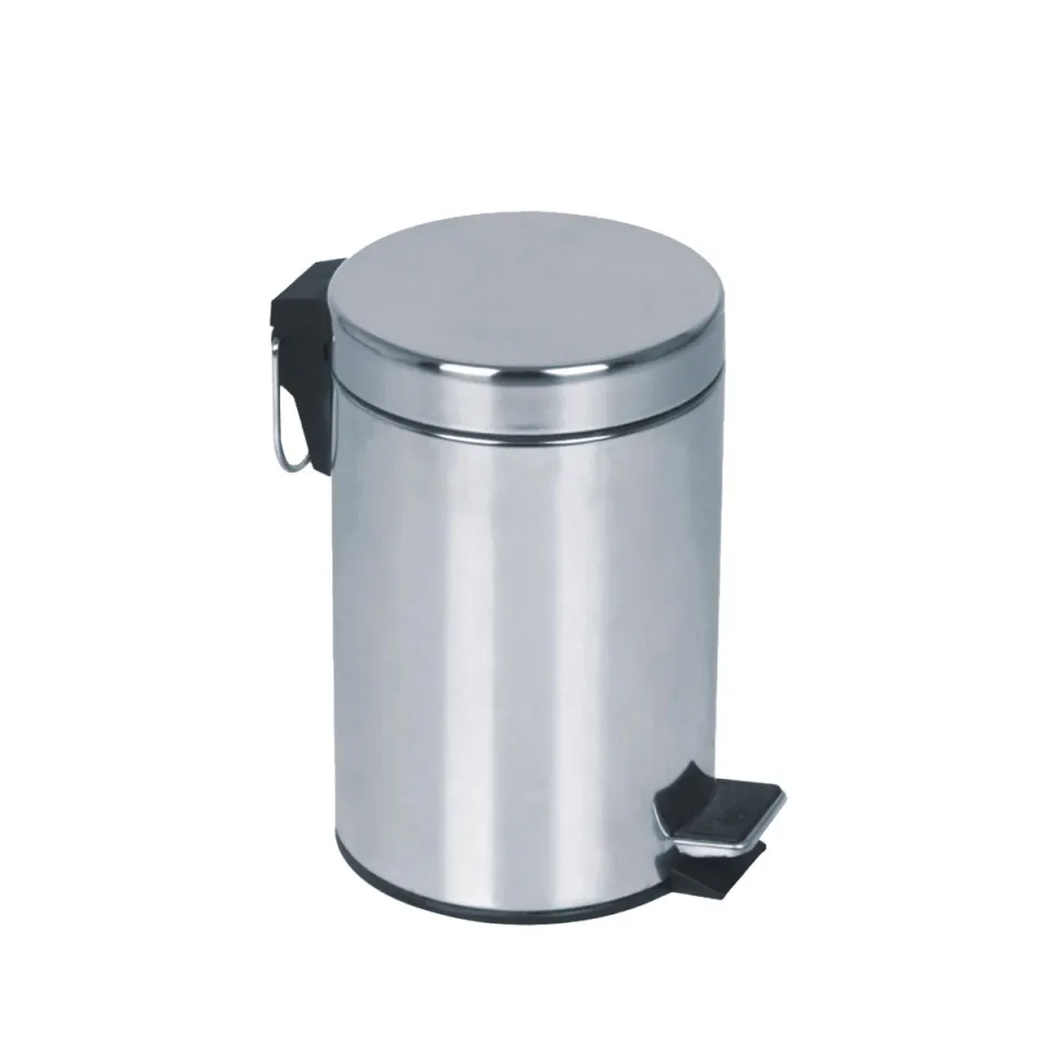 Coș de gunoi cu pedală, metal, 20.5 x 20.5 x 27.5 cm, 5 L, inox