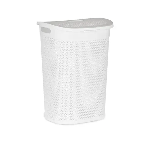 Coș de rufe Kipit, cu capac, 60 L, alb