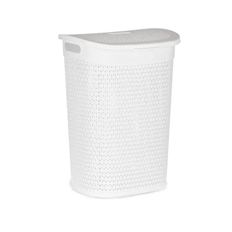 Coș de rufe Kipit, cu capac, 60 L, alb