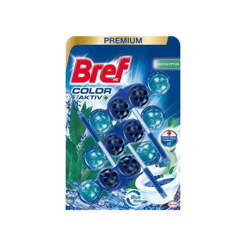 Odorizant pentru toaletă Bref Color Active, eucalipt, 3 x 50 g