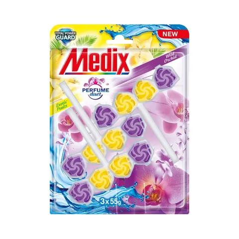 Odorizant pentru toaletă Medix Perfume Duet Fruits & Orchid, 55 g, 3 bucăți