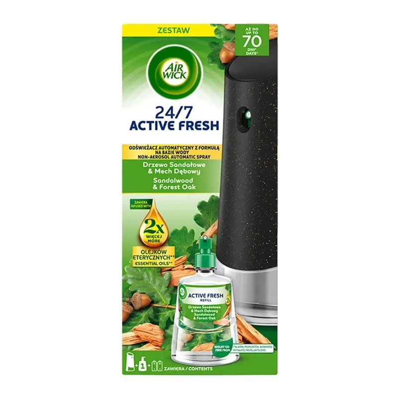 Air Wick Active Fresh, set de pornire Extra Oils, lemn de santal, 228 ml