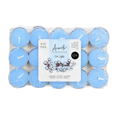 Lumânări tip ceai Acorde, Cotton, 3 ore, 30 buc.