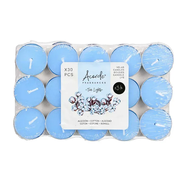 Lumânări tip ceai Acorde, Cotton, 3 ore, 30 buc.