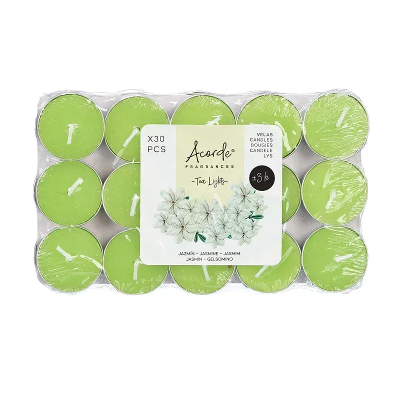 Lumânări tip tealight Acorde, Jasmine, 3 ore, 30 buc.