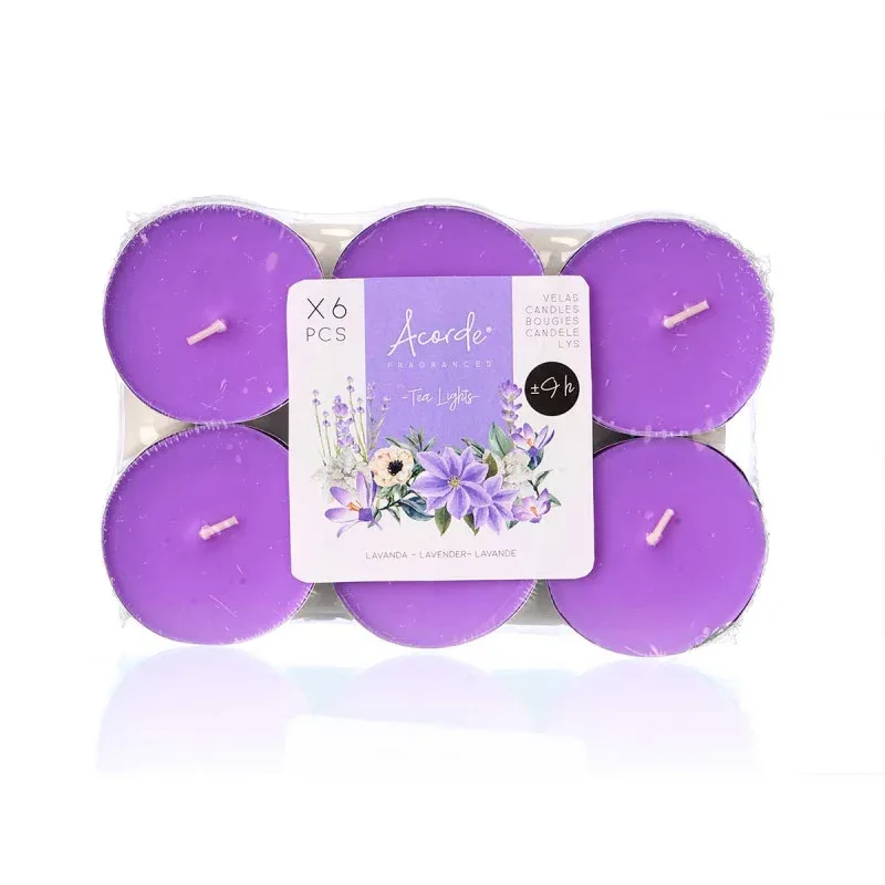 Lumânări Tealight Acorde, Lavandă, 9 ore, 6 buc