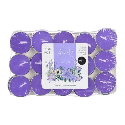 Lumânări tip tealight Acorde, Lavandă, 3 ore, 30 buc