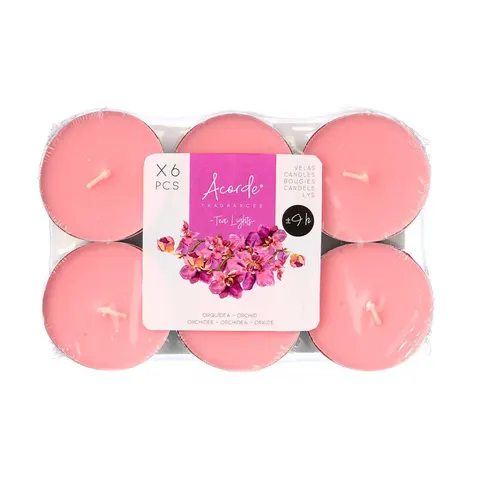 Lumânări tip tealight Acorde, Orchid, 9 ore, 6 buc.