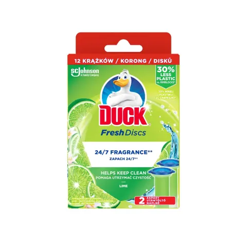 Odorizant pentru toaletă Duck Fresh Discs, gel, reumplere, lime, 36 ml, 2 bucăți