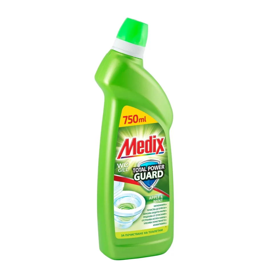 Detergent WC Medix Total Power Guard, gel, măr, verde deschis, 750 ml