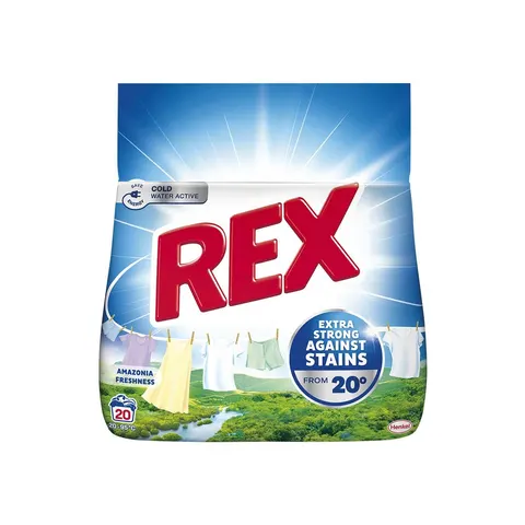 Detergent pentru rufe Rex Amazonia Freshnes, pudră, pentru rufe albe, 1.1 kg, pentru 20 de spălări