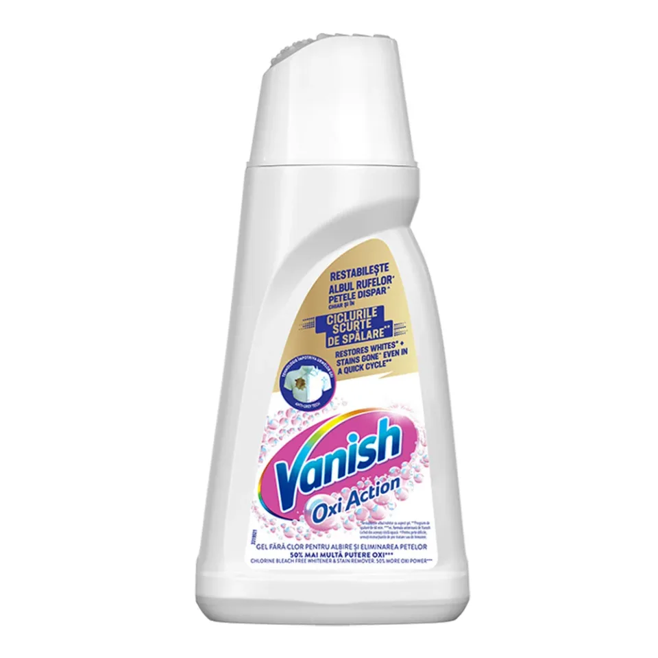 Gel pentru îndepărtarea petelor Vanish, pentru rufe albe, 1 L