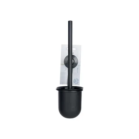 Perie de toaletă Berilo, montare pe perete, metal, cu suport vacuum, negru