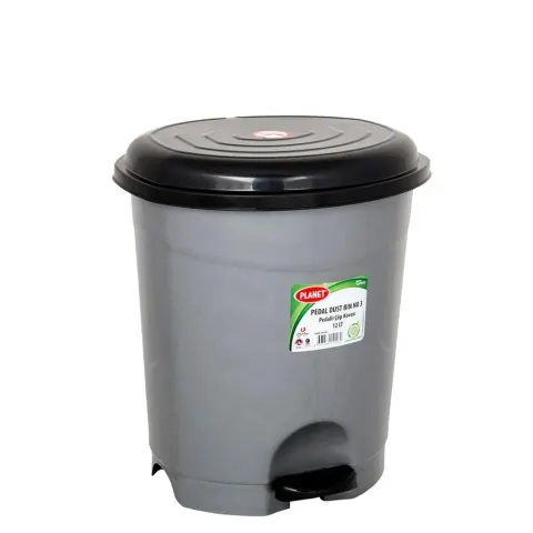 Coș de gunoi Planet, cu pedală, 50L, gri-negru, 430x420x560cm