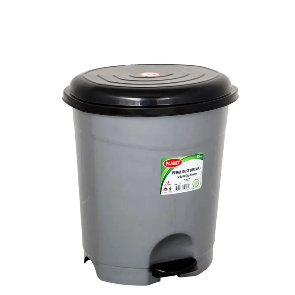 Coș de gunoi Planet, cu pedală, 50L, gri-negru, 430x420x560cm