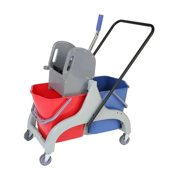 Cărucior pentru curățenie Office 1, PVC, cu presă, 78 x 44.5 x 91.5 cm, 2 x 23 L, 46 l