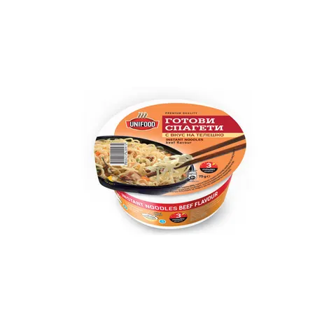 Uni Food Instant Spaghetti, cu aromă de vită, în bol, 75 g