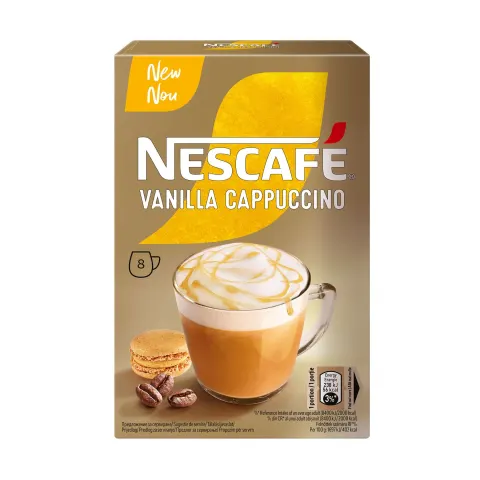 Nescafe cafea instant Cappuccino Vanilie, 13.5 g, 8 buc
