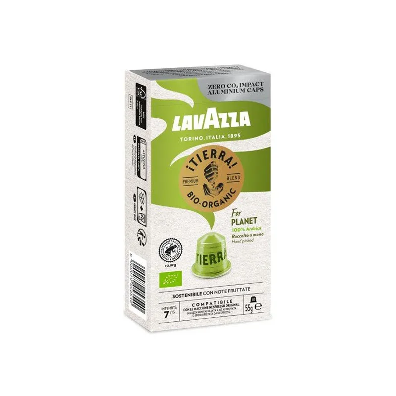 Capsule de cafea Lavazza Tierra Bio Nespresso, standard, aluminiu, 10 bucăți