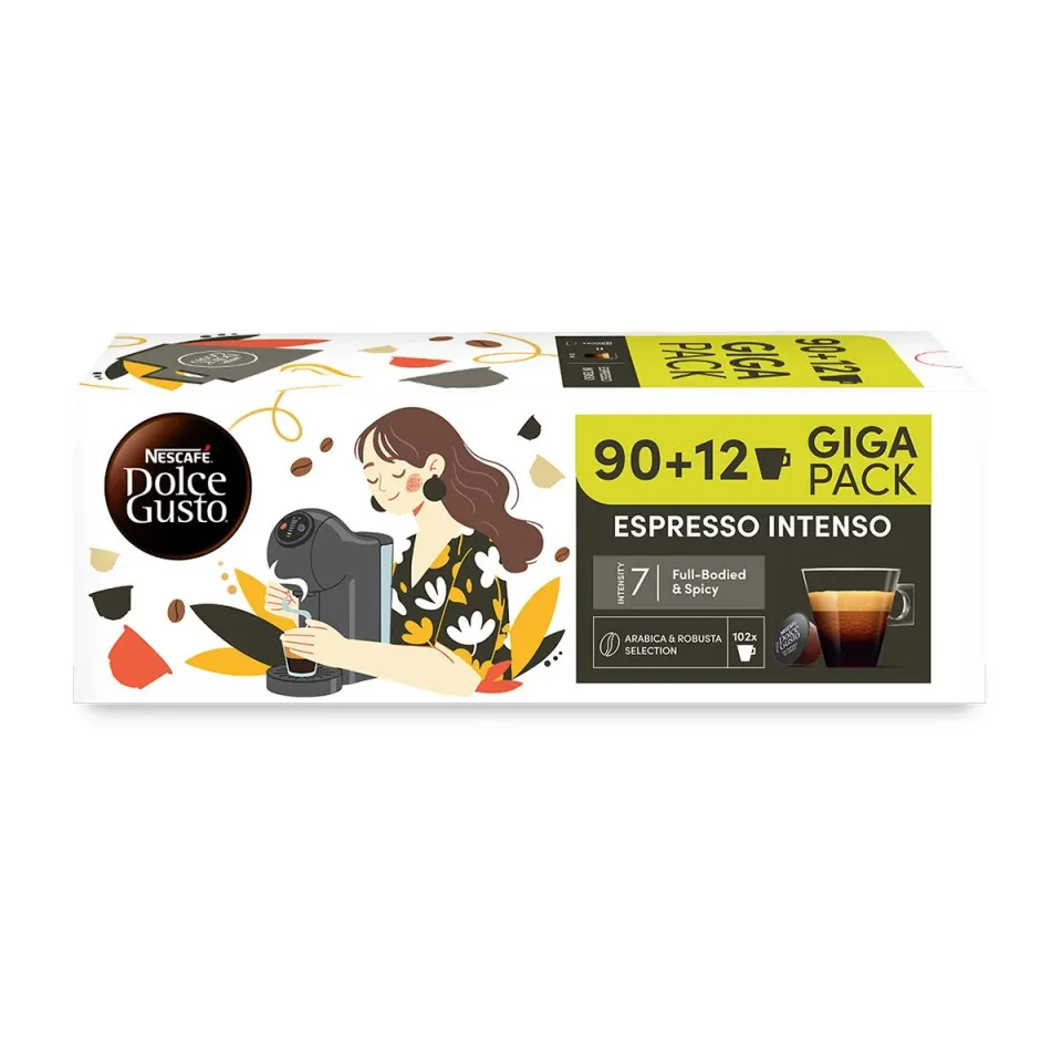 Capsule de cafea Nescafe Dolce Gusto Espresso Intenso, Giga Pack, 102 bucăți