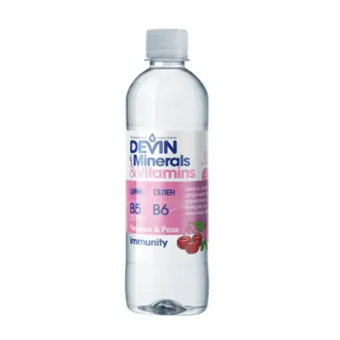 Devin Functional water Minerals & Vitamins, cireșe și trandafir, 425 ml