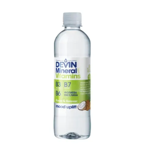 Devin Functional Water Minerals & Vitamins, nucă de cocos și ananas, 425 ml