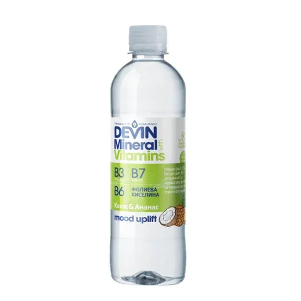 Devin Functional Water Minerals & Vitamins, nucă de cocos și ananas, 425 ml