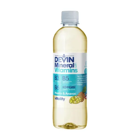 Devin Functional water Minerals & Vitamins, mango și ananas, cu cofeină, 425 ml
