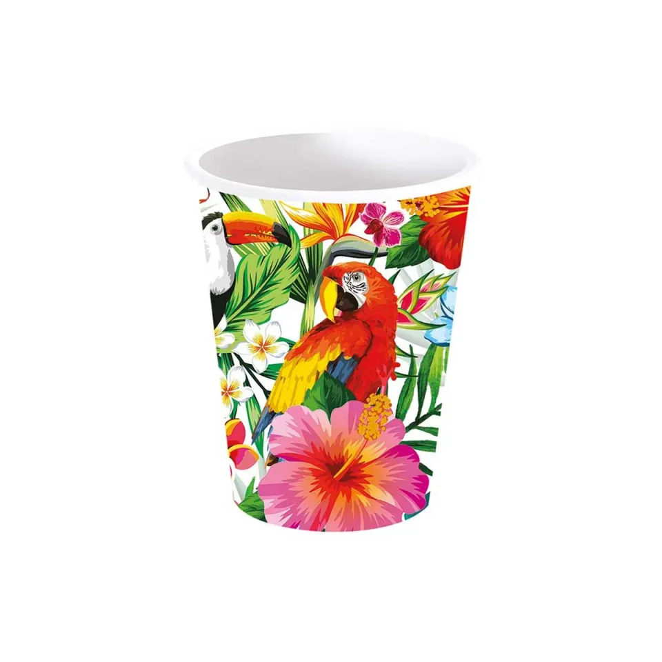 Pahare Hawaii, carton, 9 cm, 240 ml, 6 buc