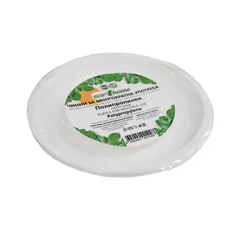 Farfurii din plastic Eco4Home, polipropilenă, 17 cm, albe, 10 buc.