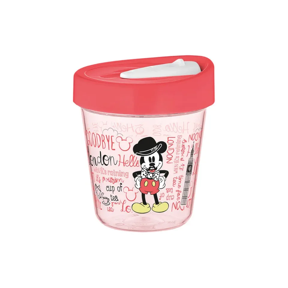 Cana de voiaj Disney London, cu capac, 350 ml, roșu