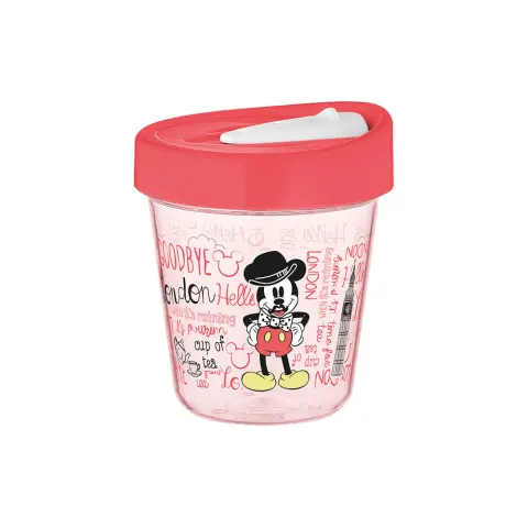 Cana de voiaj Disney London, cu capac, 350 ml, roșu
