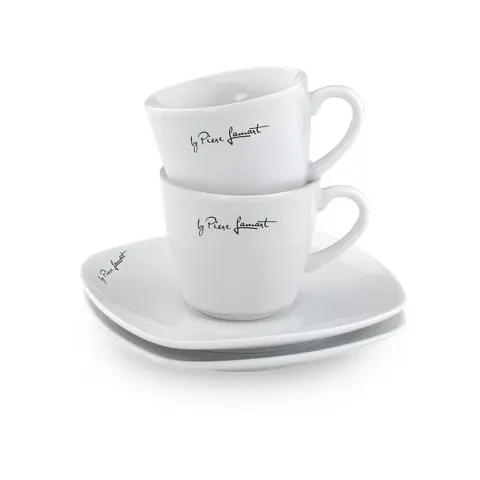 Set 2 căni Lamart cu farfurioare, porțelan, 90 ml