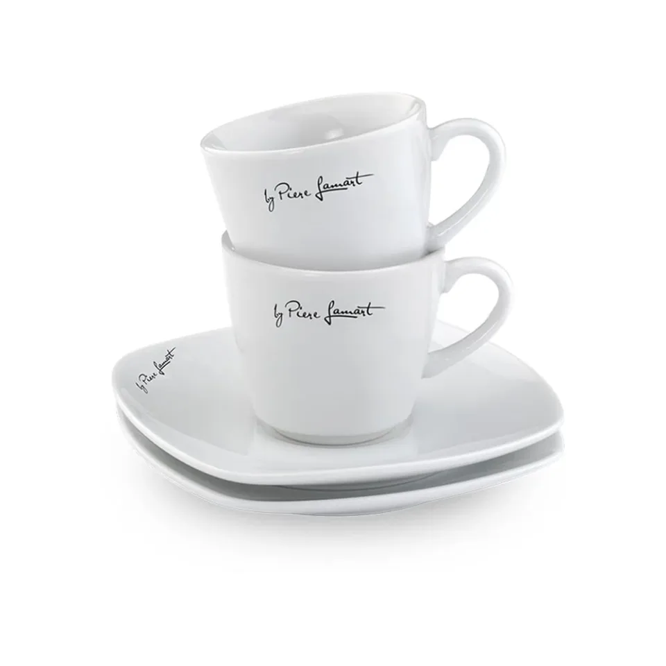 Set 2 căni Lamart cu farfurioare, porțelan, 90 ml