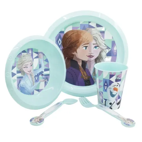 Set Stor Frozen, cană, bol, farfurie și tacâmuri