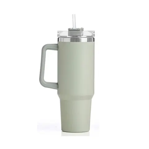 Pahar termic Kinvara, cu mâner și pai, 1200 ml, verde