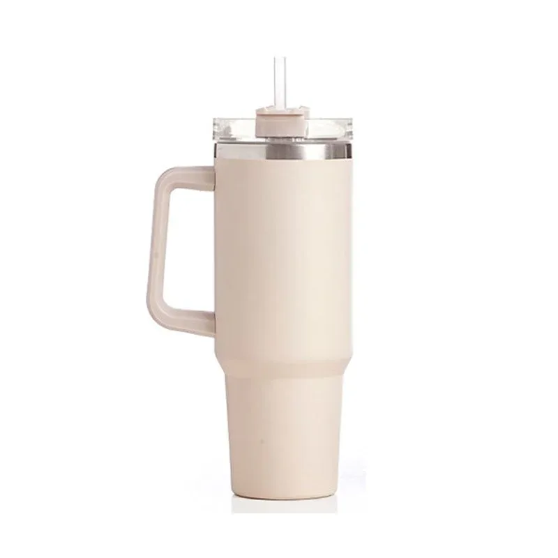 Pahar Kinvara, cu mâner și pai, 1200 ml, crem