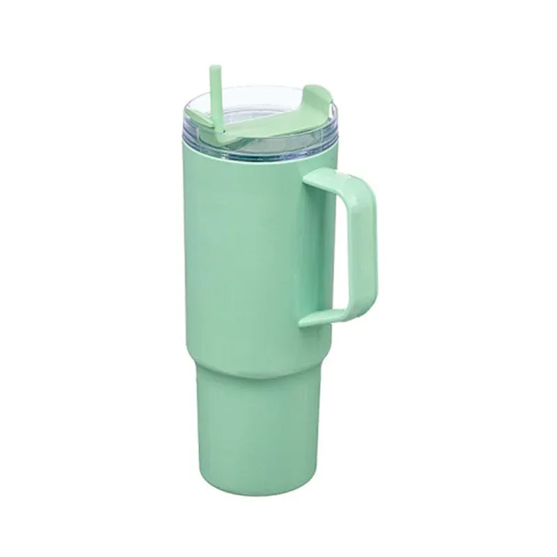 Pahar Kinvara, cu mâner și pai, 1200 ml, verde