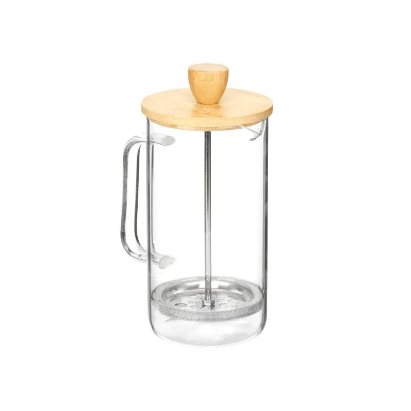 Cafetieră Vivalto, sticlă borosilicată, cu capac din bambus, 600 ml