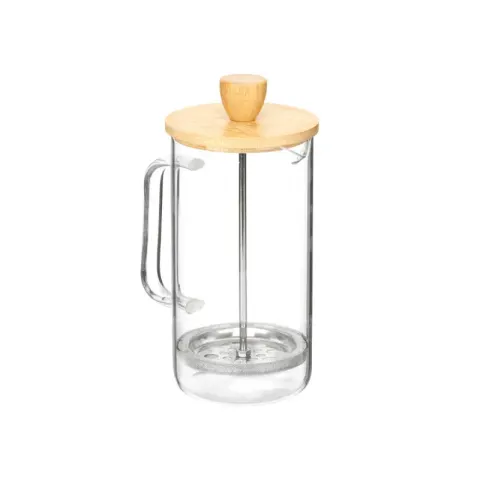 Cafetieră Vivalto, sticlă borosilicată, cu capac din bambus, 600 ml